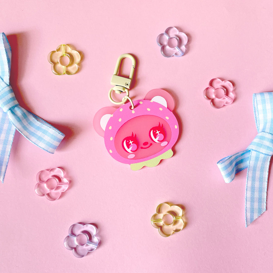 Strawberry Bear Keychain