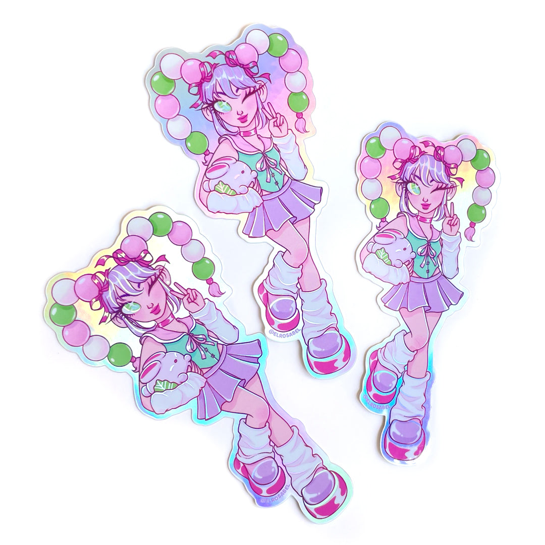 Dango Girl Holographic Sticker