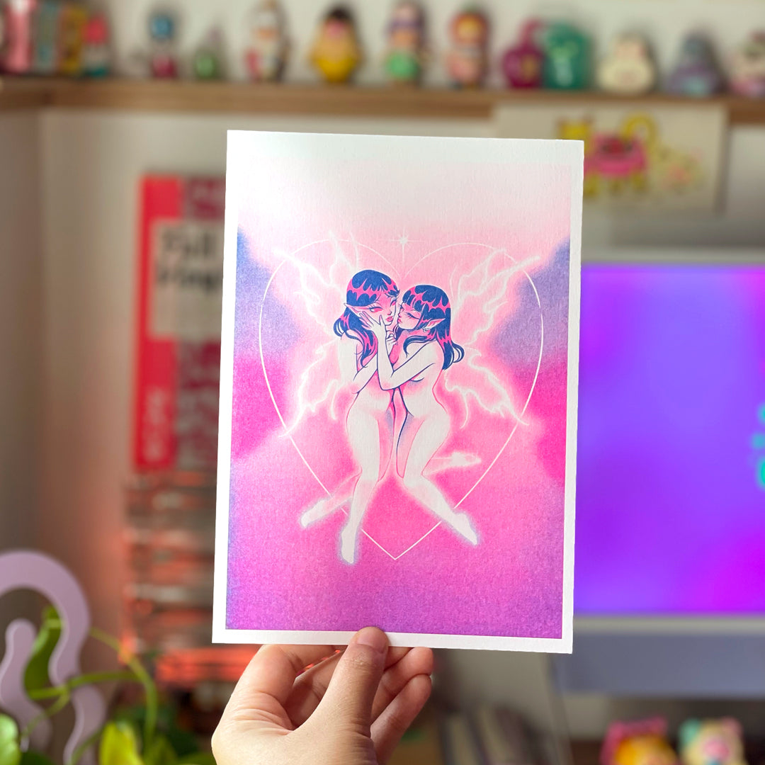 B-Grade 'Faerie Heart' Risograph Print