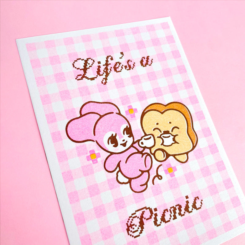 'Life is a Picnic' Mini Risograph Print