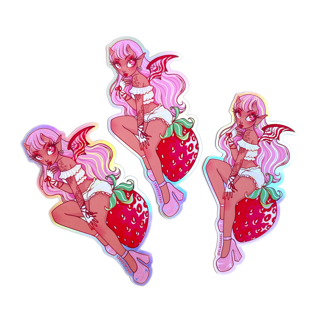 Strawberry Delight Holographic Sticker