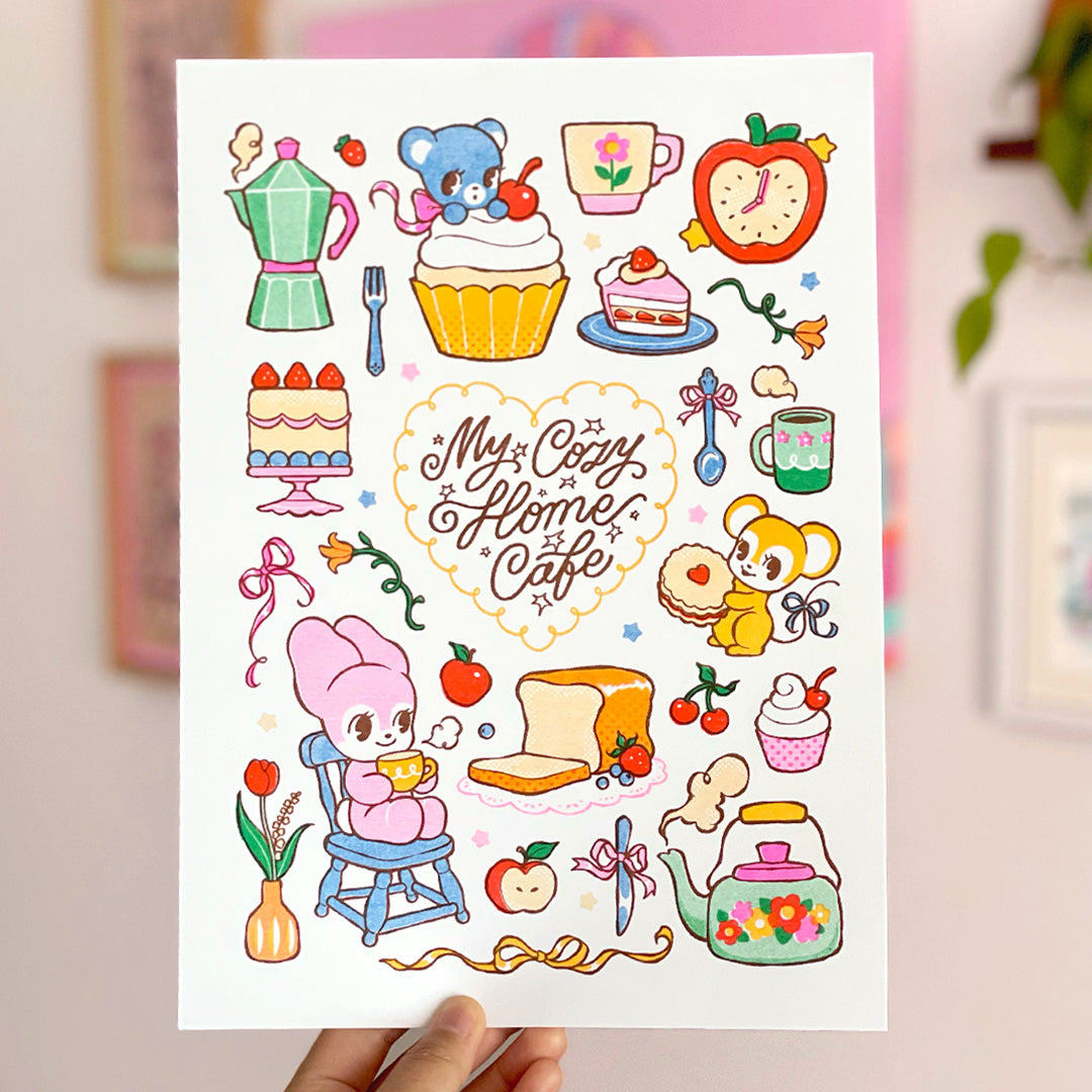 'My Cozy Home Cafe' A4 Risograph Print
