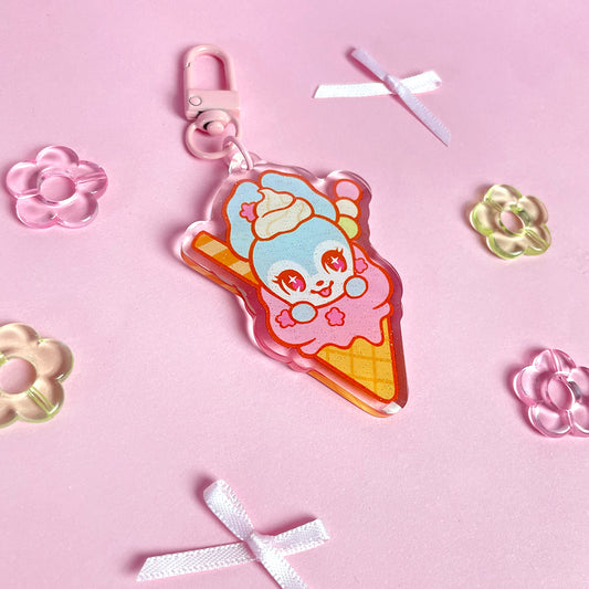 Ice Cream Bunny Keychain