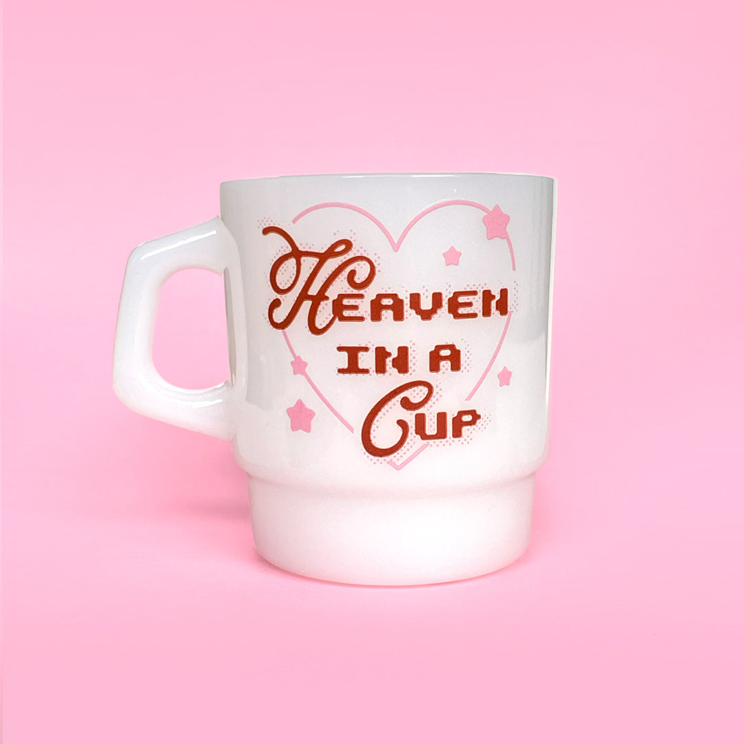 'Heaven In A Cup' Milk Glass Mug