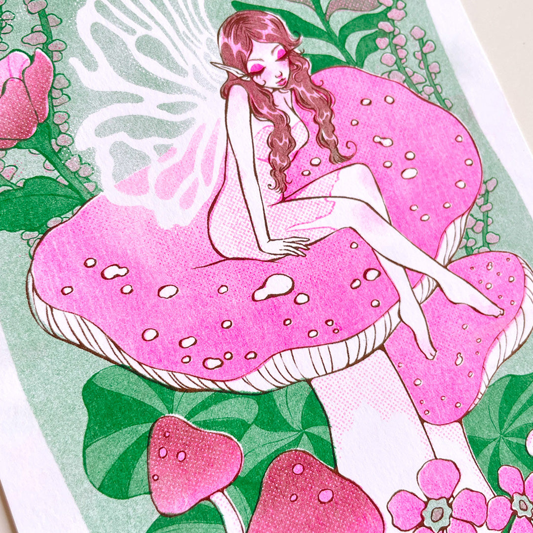 'Mushroom Fairy' Risograph Print