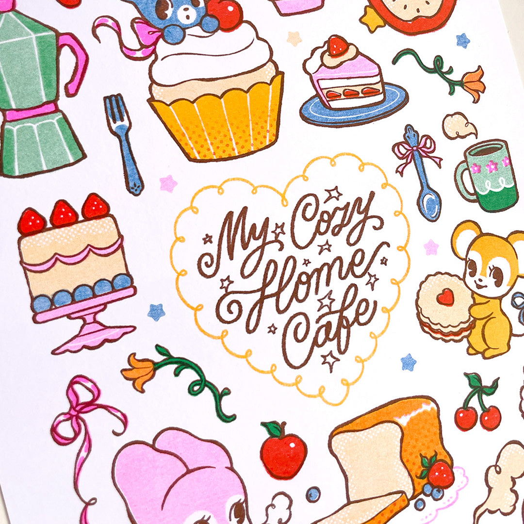 'My Cozy Home Cafe' A4 Risograph Print