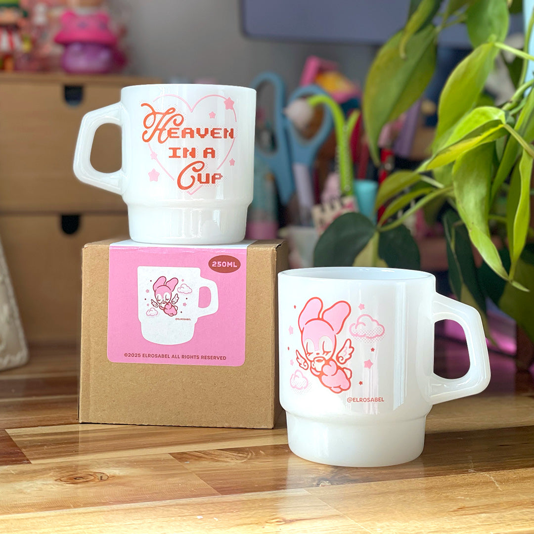 'Heaven In A Cup' Milk Glass Mug