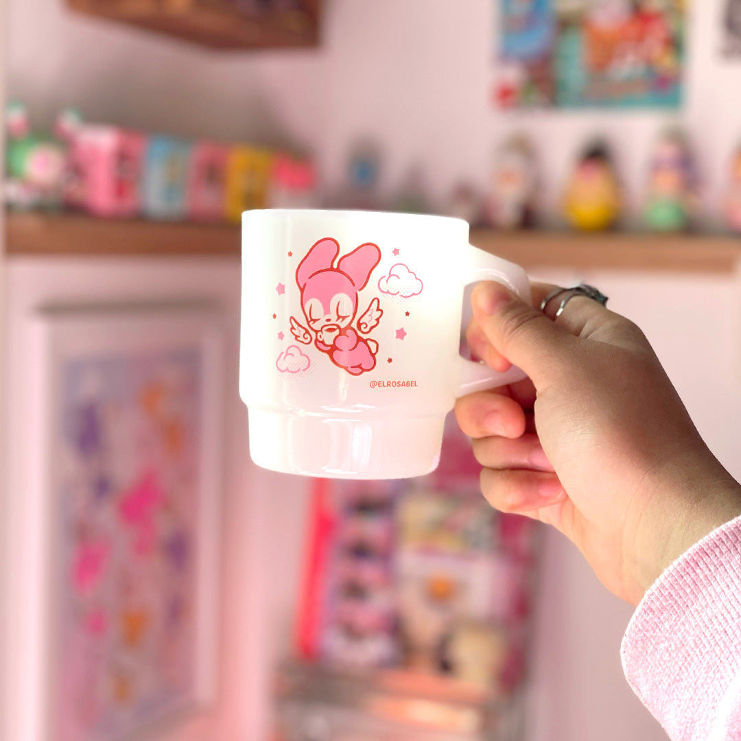 'Heaven In A Cup' Milk Glass Mug