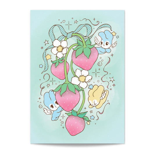 Strawberry Angels - Postcard Print