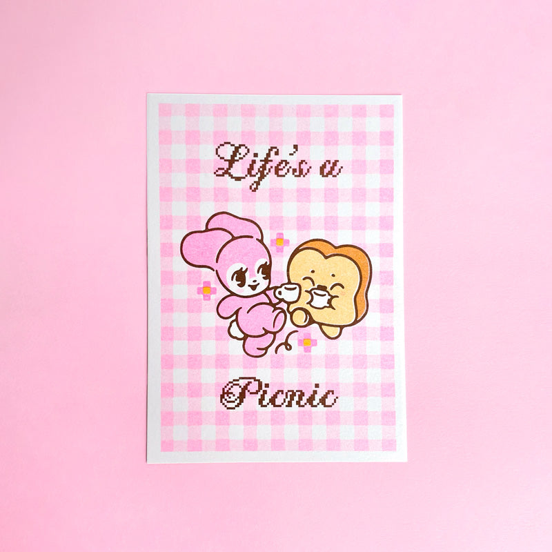 'Life is a Picnic' Mini Risograph Print