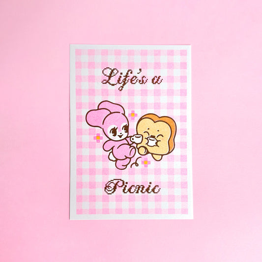'Life is a Picnic' Mini Risograph Print