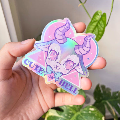 Cute As Hell Holographic Sticker